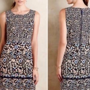 Anthropologie Maeve Brindille Sheath Dress 2 floral red blue